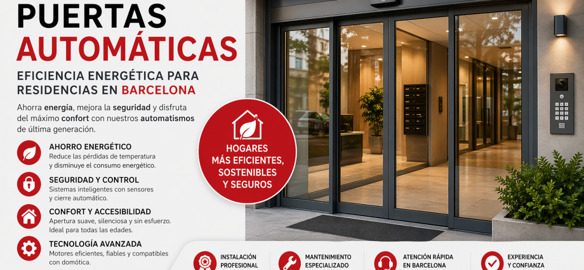 Puertas automáticas y eficiencia energética en residencias de Barcelona