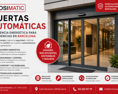 Puertas automáticas y eficiencia energética en residencias de Barcelona