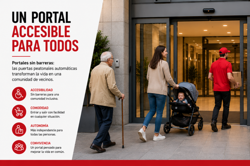 Seguridad de las puertas automáticas Mosimatic al pasar por el portal