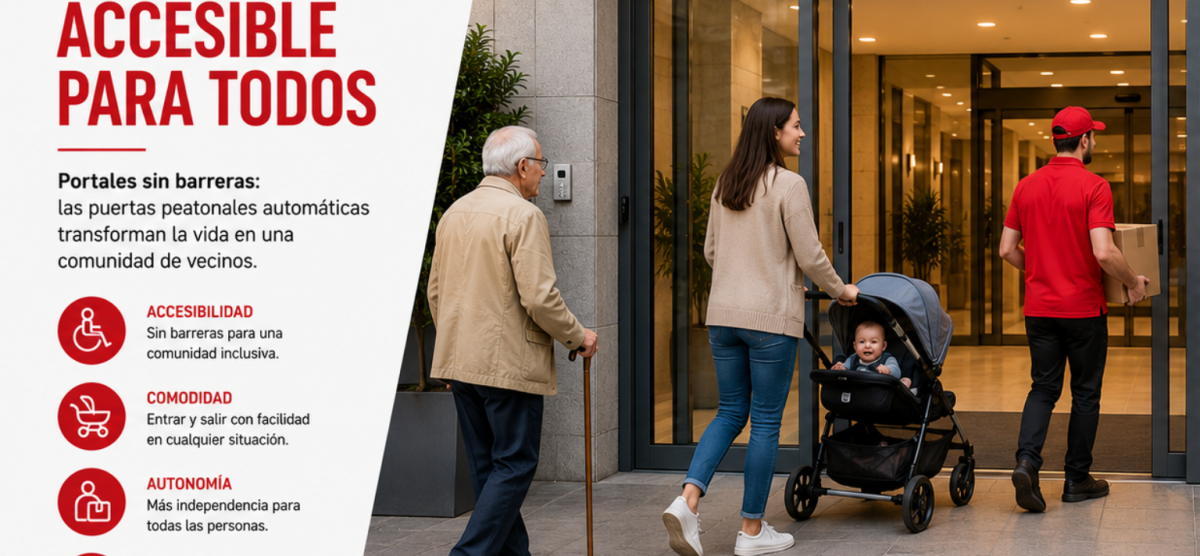 Portales sin barreras: Cómo las puertas peatonales automáticas transforman la vida en una comunidad de vecinos